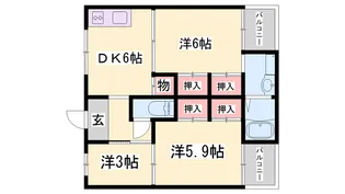 ビレッジハウス書写台【1-203号室】の間取り