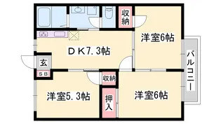 サンライズ青山【1階】の間取り