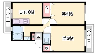 グリーンヒルズ土山【206号室】の間取り