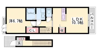 アヴニール ラ シャンブル【201号室】の間取り