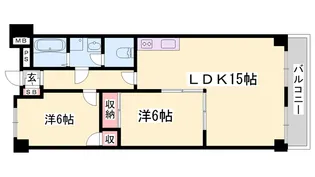 クラウンズビラ花影【601号室】の間取り