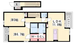 オリーブ赤穂Ⅱ【2階】の間取り