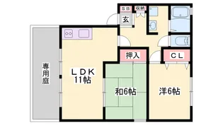 JAハイツ谷川Ⅰ A棟【A102号室】の間取り