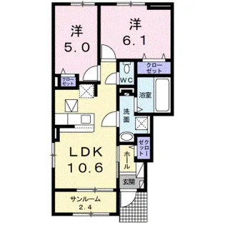 パルグランデⅠ【104号室】の間取り