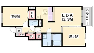フェリア香呂C【1階】の間取り