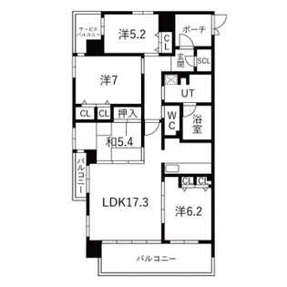 アルファステイツ城乾西八代【501号室】の間取り