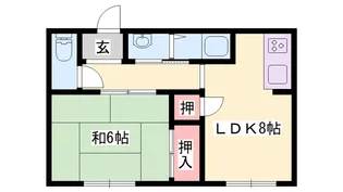 ハイツ千年藤【202号室】の間取り
