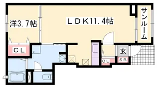シャルエール【1階】の間取り