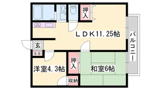 サンライフ森の西【A202号室】の間取り