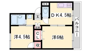 第二野里ハイツ【103号室】の間取り