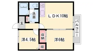 フラワーハイツ B棟【208号室】の間取り
