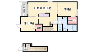 リヴィエールⅡ【2階】の間取り