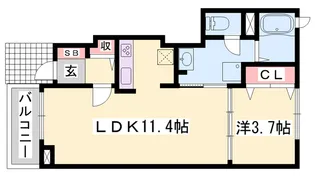 シャンテB【1階】の間取り