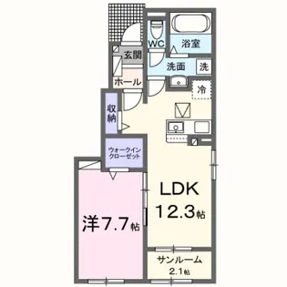 アミドゥエスポワール【1階】の間取り