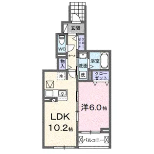 クレシェント【1階】の間取り
