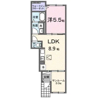 モンレーヴみのり【1階】の間取り