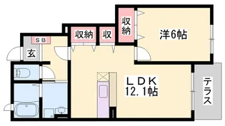 シンヴィオシスD【1階】の間取り