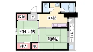ビレッジハウス小坂【1-206号室】の間取り