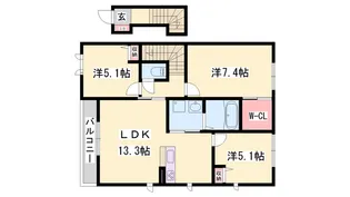 シャーメゾン福田【2階】の間取り