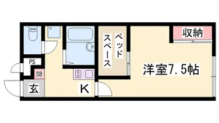 レオパレストホリ【107号室】の間取り