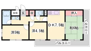 ロイヤルコーポ姫路【2階】の間取り
