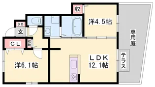 カーサフィオーレ【1階】の間取り