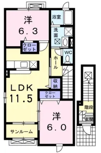 メゾンフルール【2階】の間取り