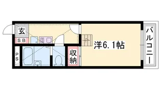 レオパレスフルール竹ノ下【201号室】の間取り