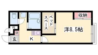 レオパレスグランドソレーユ鵤【108号室】の間取り