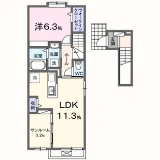 サンセールⅡ B【2階】の間取り