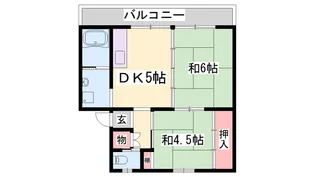 ビレッジハウス柏原【2-107号室】の間取り