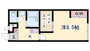 レオパレス上の段【205号室】の間取り