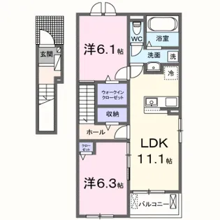サンセールⅨ B【204号室】の間取り