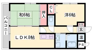 リバーサイド白鷺【4階】の間取り