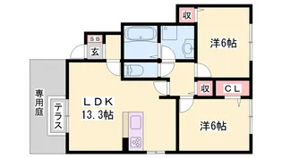 しんでれら・円山C棟【205号室】の間取り