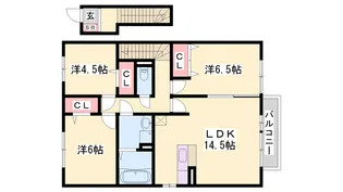 クラウン【201号室】の間取り