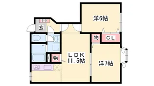 ルーラル・タウンB【1階】の間取り