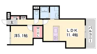 エレアージュ東姫路駅前【102号室】の間取り