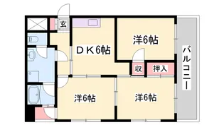 高岡中村コーポⅠ【6階】の間取り