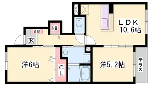 クール・ヴィヴァーチェC【102号室】の間取り