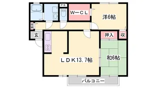 グリーンコート B棟【201号室】の間取り