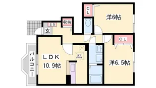 カンボ・M,H【1階】の間取り
