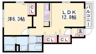 フローラ砥堀 B【1階】の間取り
