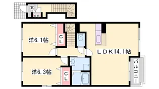 フィオーレ白浜Ⅱ【2階】の間取り