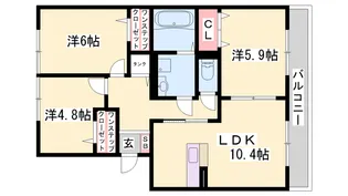セジュールアカネ B棟【B103号室】の間取り