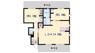 カンパーニュ【B101号室】の間取り