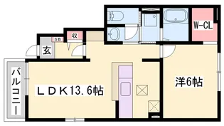 1LDKの間取り画像