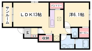 サニーヴィレッジ【1階】の間取り