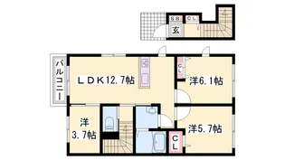 アルフラット小野【2階】の間取り