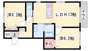 メゾンドソレイユ網干【1階】の間取り
